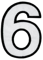 Nažehľovacie vyšívané čísla - šestka biela výška 8 cm